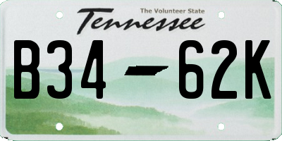 TN license plate B3462K