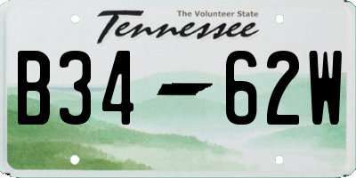 TN license plate B3462W