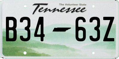 TN license plate B3463Z