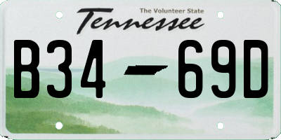 TN license plate B3469D