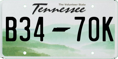 TN license plate B3470K
