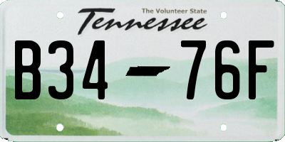 TN license plate B3476F