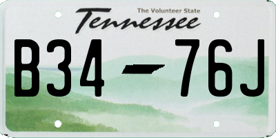 TN license plate B3476J