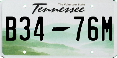 TN license plate B3476M