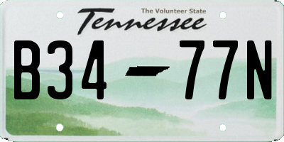 TN license plate B3477N