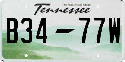 TN license plate B3477W