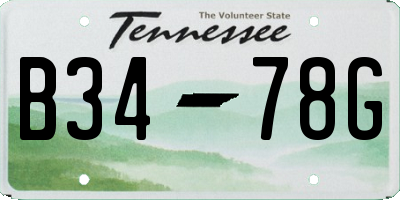 TN license plate B3478G