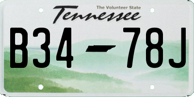 TN license plate B3478J