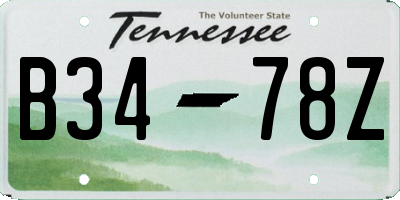 TN license plate B3478Z