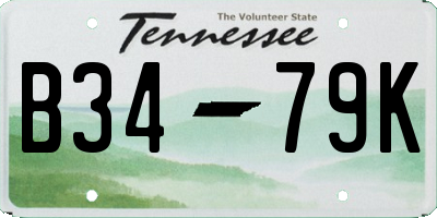 TN license plate B3479K