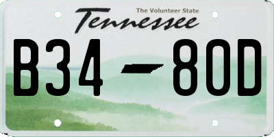 TN license plate B3480D