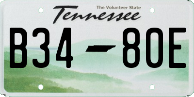 TN license plate B3480E