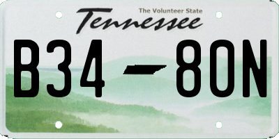 TN license plate B3480N