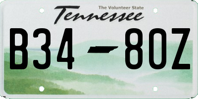 TN license plate B3480Z