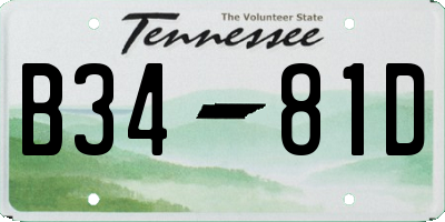 TN license plate B3481D