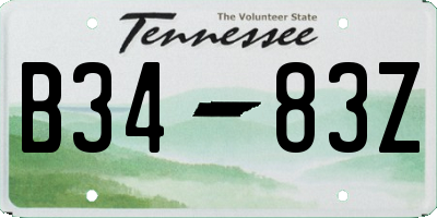 TN license plate B3483Z