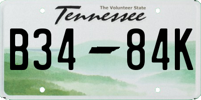 TN license plate B3484K