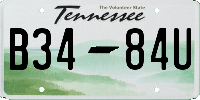 TN license plate B3484U