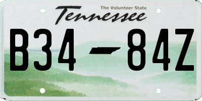 TN license plate B3484Z