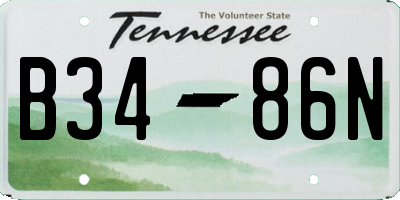 TN license plate B3486N