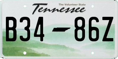 TN license plate B3486Z