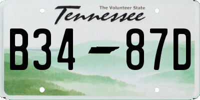 TN license plate B3487D