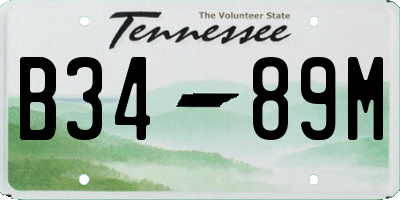 TN license plate B3489M