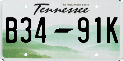 TN license plate B3491K