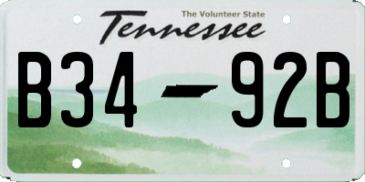 TN license plate B3492B