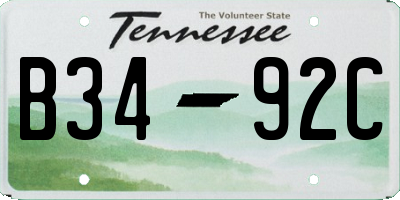 TN license plate B3492C