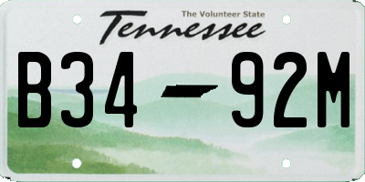 TN license plate B3492M