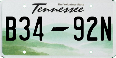 TN license plate B3492N