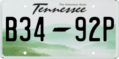 TN license plate B3492P