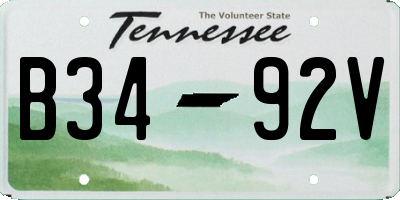 TN license plate B3492V