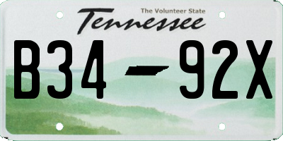 TN license plate B3492X