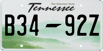 TN license plate B3492Z