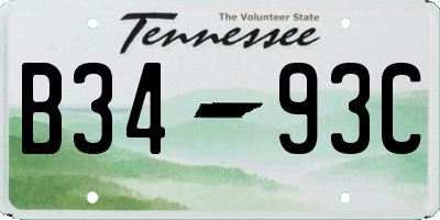 TN license plate B3493C