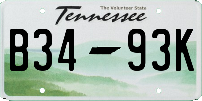 TN license plate B3493K