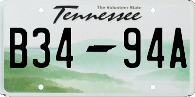 TN license plate B3494A