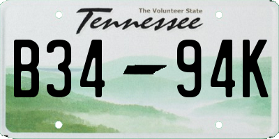 TN license plate B3494K