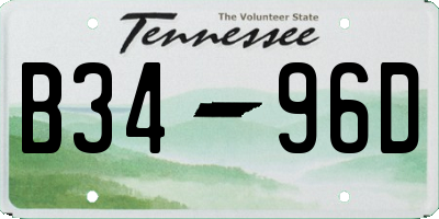 TN license plate B3496D