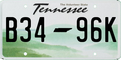 TN license plate B3496K