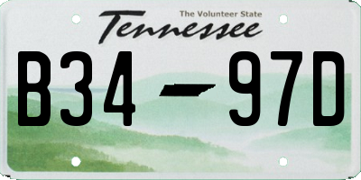TN license plate B3497D