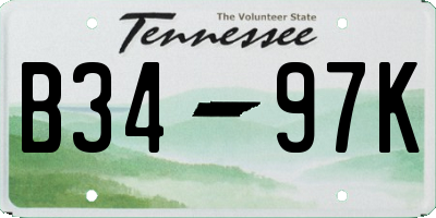 TN license plate B3497K