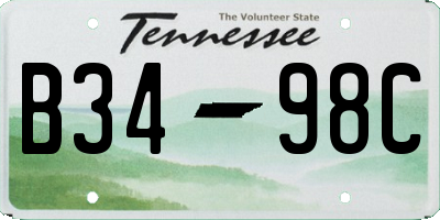 TN license plate B3498C