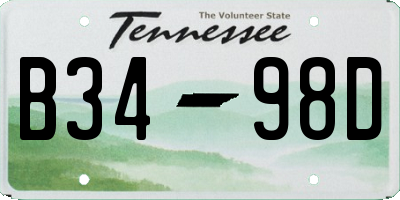 TN license plate B3498D