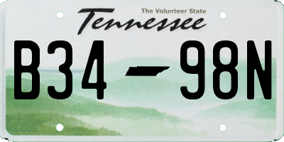 TN license plate B3498N
