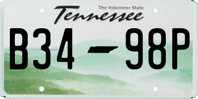 TN license plate B3498P
