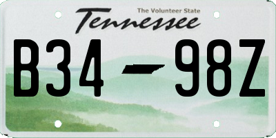 TN license plate B3498Z