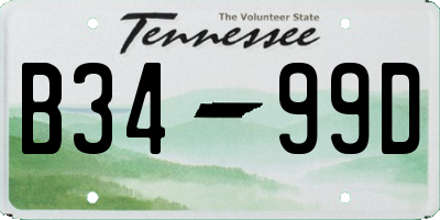 TN license plate B3499D